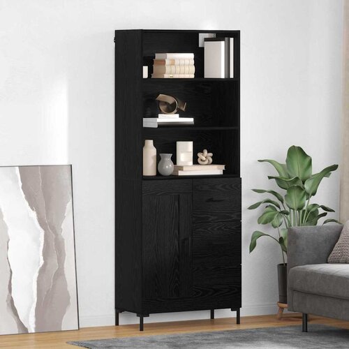 vidaXL Highboard Zidne s ladicama 2 pcs Crni hrast Konstruirano drvo Cene
