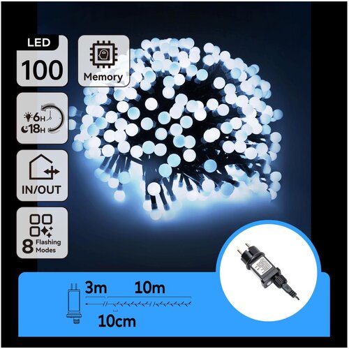 Aigostar LED dekorativni niz za spoljašnju upotrebu 100xLED/3,6W/230V/8 funkcija 10m IP44 hladna bela Cene