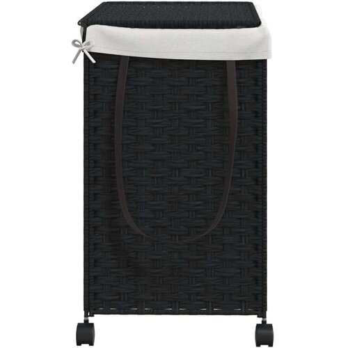 VidaXL Ko&amp;scaron;ara za rublje s kotačima crna 60 x 35 x 60 5 cm od ratana Slike