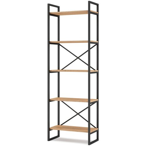 Marckeric Črn/naravni regal v hrastovem dekorju 58x175 cm Dusan &amp;ndash; Slike