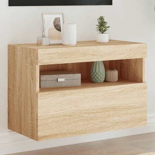  The Living Store Stenska TV omarica z LED lučkami sonoma hrast 60x30x40 cm - TV Stenska Omarica, (21555449) Slike
