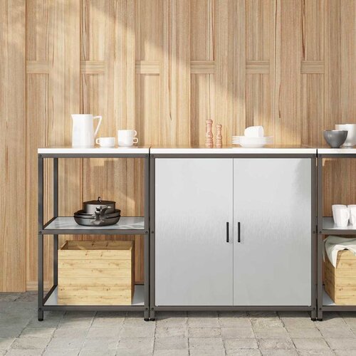 VidaXL Kuhinjski set za pohranu 2 pcs Srebrna 150 x 50 x 92 cm Slike
