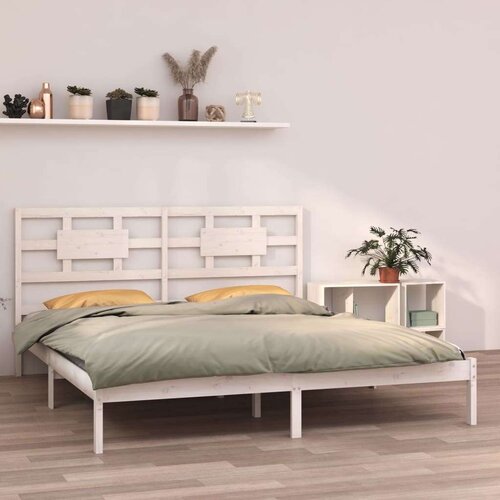  Posteljni okvir bel iz trdnega lesa 200x200 cm, (20684917) Slike