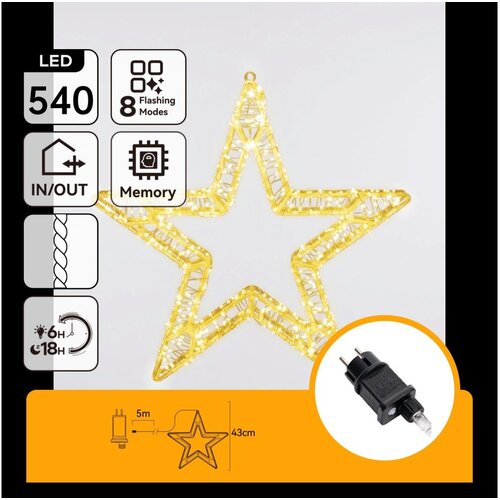 Aigostar LED spolja&amp;scaron;nja božićna dekoracija 540xLED/6W/230V IP44 topla bela 45cm zvezda Slike
