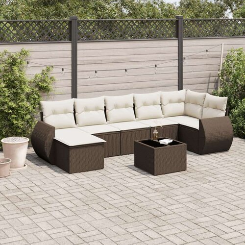 vidaXL 8-dijelni set vrtnih sofa s jastucima smeđi od poliratana Cijene