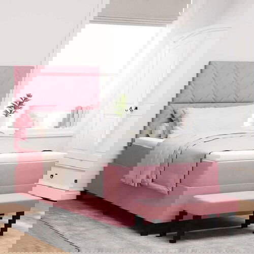 Box spring krevet s madracem Ružičasta 100 x 200 cm Baršun Cijene