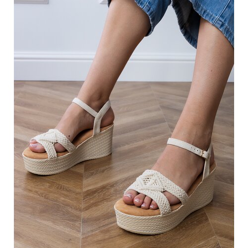 D/CEO Beige platform sandals with tied strap Zambera Cene
