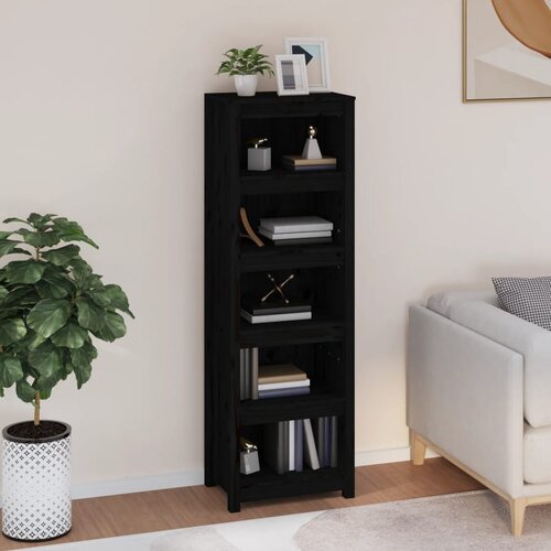 The Living Store Knjižna omara črna 50x35x154 cm trdna borovina - Knjižna Omara, (21437000) Cene