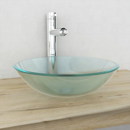 The Living Store Umivalnik iz Kaljenega Stekla 42 cm Motno Steklo - Umivalnik, (21750081) Cene