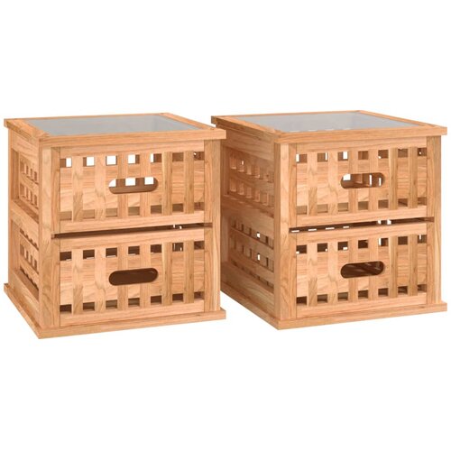 Maison Chic Dvo delni komplet Nočne omarice - Nočne mize 34x34x34 cm trdna orehovina, (21688647) Cene
