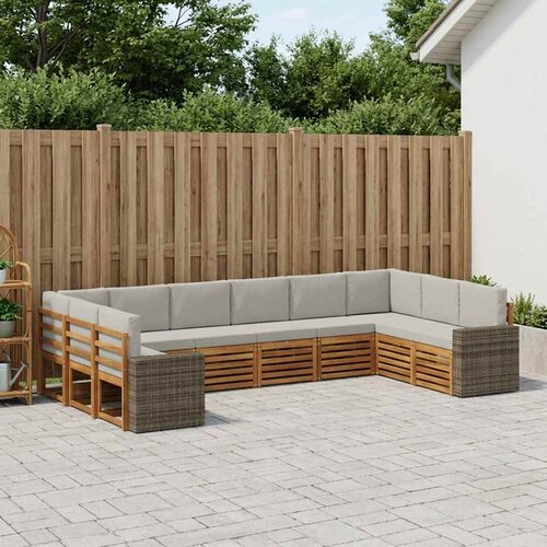  Set vanjskih sofa 10 pcs Prirodna i svjetlosiva Poliester Cene