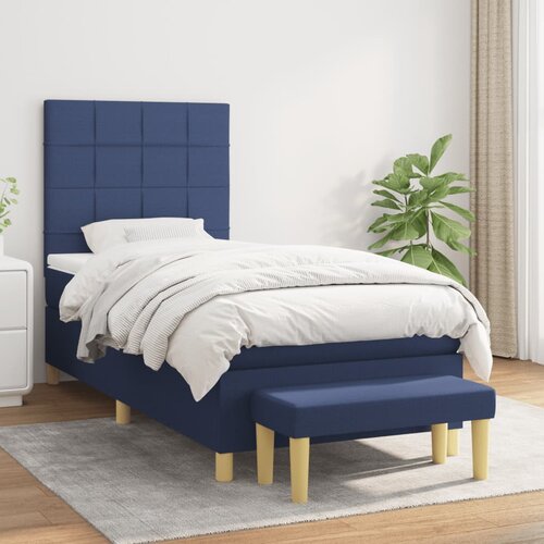 The Living Store Box spring postelja z vzmetnico modra 100x200 cm blago - Box Spring Postelja, (21513284) Slike