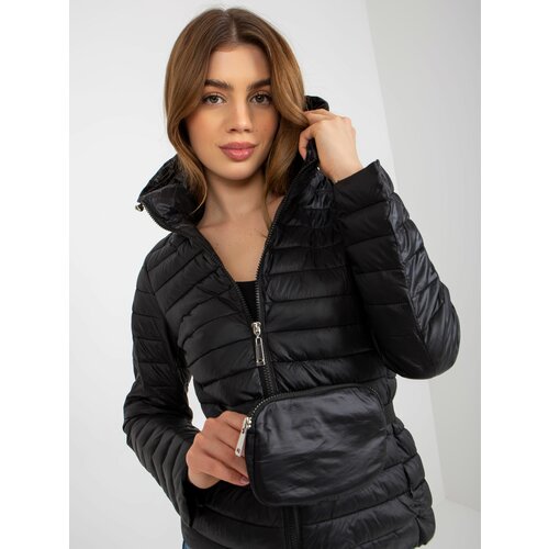 Fashion Hunters Black transient quilted jacket with bag and hood Slike