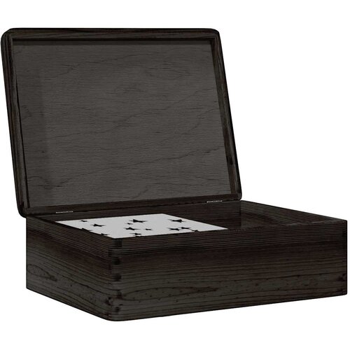  Drvena kutija s poklopcem crna 40x30x13 cm puno drvo bor Slike