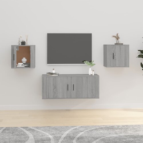 The Living Store Stenska TV omarica 2 kosa siva sonoma 40x34,5x40 cm - Stenska TV Omarica, (21376554) Slike