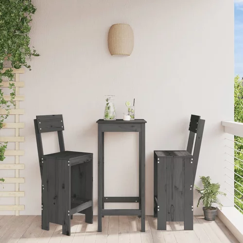 vidaXL Barski stolček 2 kosa siv 40x48,5x115,5 cm trdna borovina