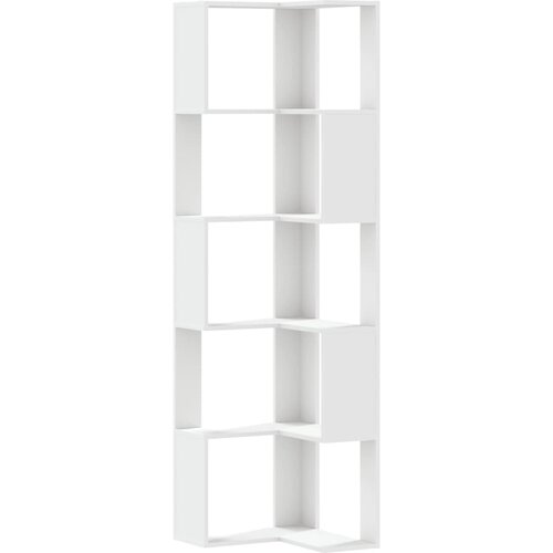 vidaXL Kutni regal za knjige s 5 razine bijeli 50x50x179 cm drveni Cene