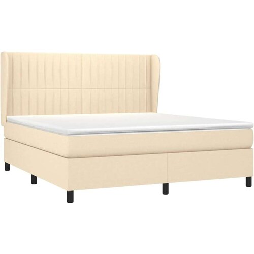 Krevet s oprugama i madracem krem 180x200 cm od tkanine Slike