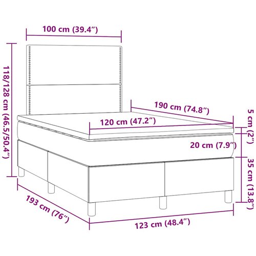  s oprugama i madracem LED plavi 120 x 190 cm od tkanine Slike