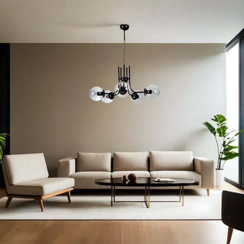 Opviq nevada 5 li siyah Füme Camlı avize blackfume chandelier Slike