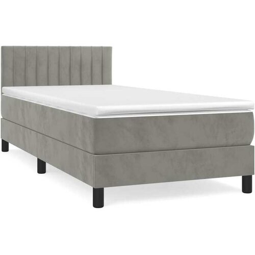  Box spring postelja z vzmetnico svetlo siva 80x200 cm žamet Cene
