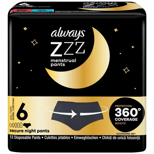 Always Secure Night Pants menstrualne hlačke 12 kos
