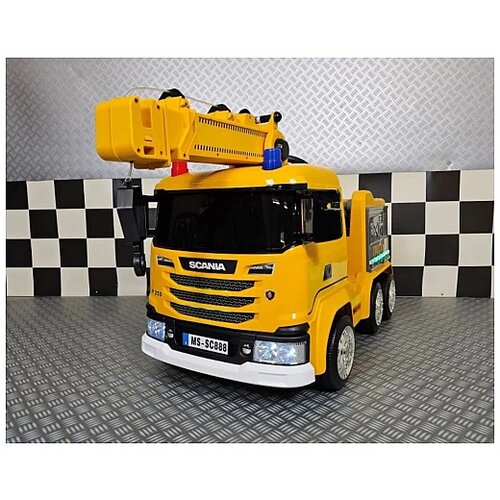 Kamion na akumulator scania z žerjavom 12v rumena Slike
