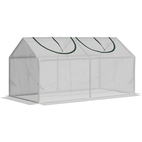Outsunny mini vrtni rastlinjak z dvema dvižnima oknoma in pokrovom iz PE proti UV-sevanju, 120x60x60cm, bela, (20747890) Cene