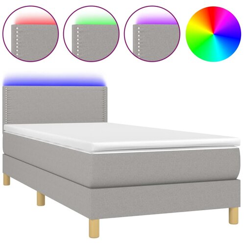 Maison Chic Box spring postelja - Vzmetna postelja z vzmetnico LED svetlo siva 90x200 cm blago SL21490, (21903418) Slike