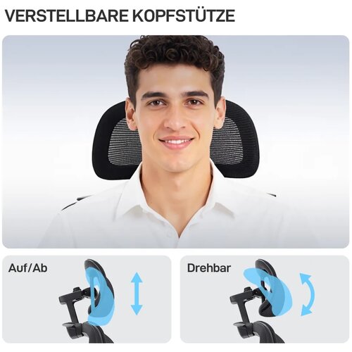  Ergonomska uredska stolica mrežasta tkanina lumbalna potpora nasloni za ruke naslon za glavu Slike