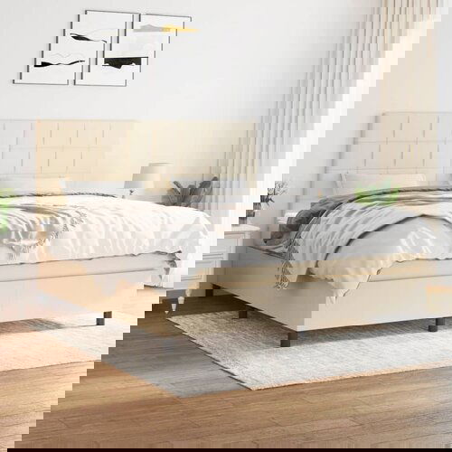 The Living Store Box spring postelja z vzmetnico krem 160x200 cm blago - Box Spring Postelja, (21438602) Slike