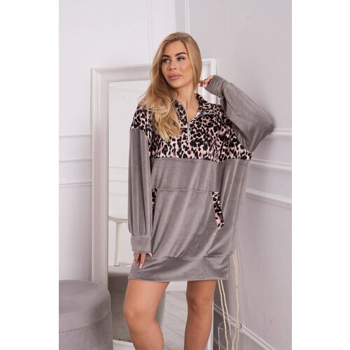 Kesi Leopard print velvet dress grey Slike