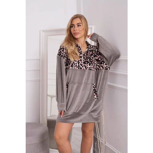 Kesi Leopard print velvet dress grey Kesi Leopard print velvet dress grey