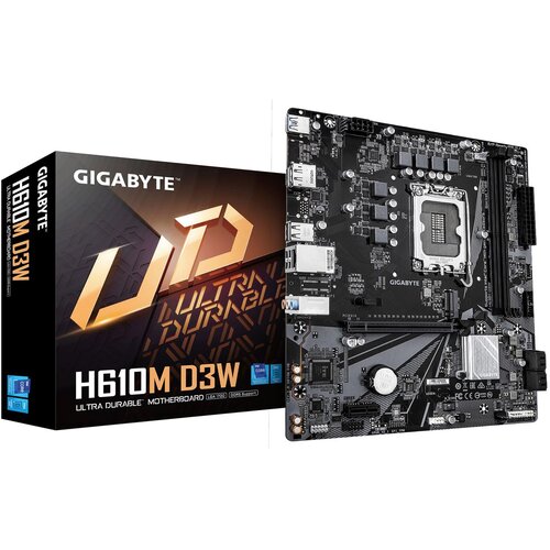 Gigabyte H610M D3W Motherboard - Supports 14th Gen. Intel Core CPUs, 5+1+1 phases VRM, up to 5600MHz DDR5, 1xPCIe 3.0 M.2, 1GbE LAN, USB 3.2 Gen 1 Cijene