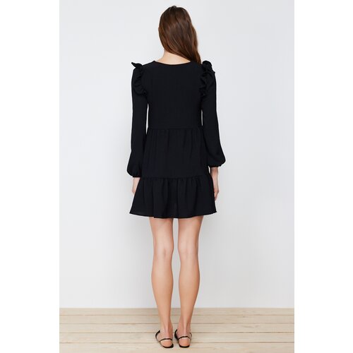 Trendyol Black Petite Pleated Dress Cene