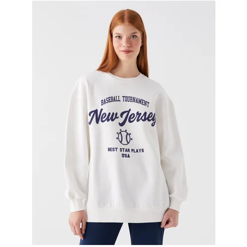 LC Waikiki Women's Crew Neck Printed Long Sleeve Oversized Sweatshirt.