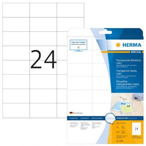 Herma Etikete 70X37 A4/24 1/25 transparent ( 02H4685 ) Slike