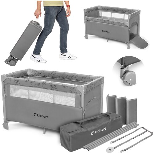 KIDNORT naste prenosivi krevetac light grey m&eacute;lange KNLOZ000005 Cene