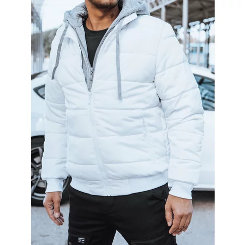 DStreet Men's White Quilted Winter Jacket