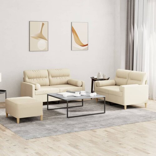  3-dijelni set sofa s jastucima krem od mikrovlakana Cijene