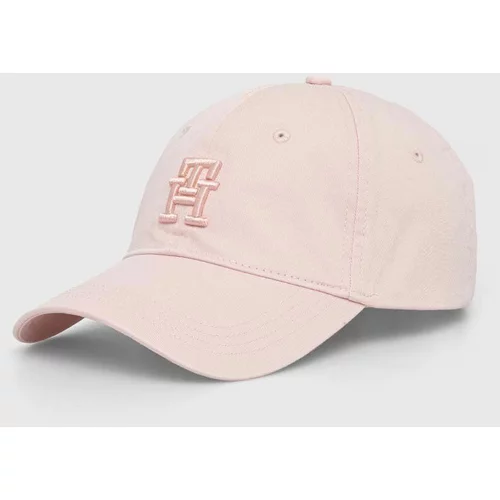 Tommy Hilfiger Bombažna bejzbolska kapa roza barva, AW0AW16170