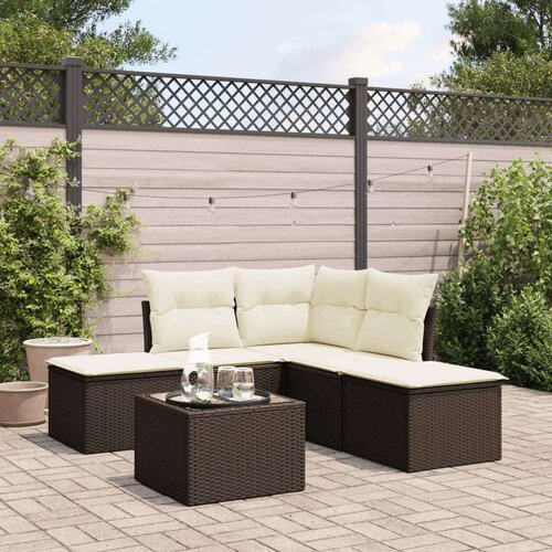 VidaXL 6-dijelni set vrtnih sofa od poliratana s jastucima smeđi Slike