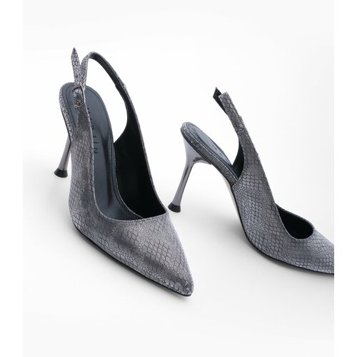 Marjin Women's Pointed Toe Stiletto Scarf Evening Dress Heels Goseva Platinum Slike