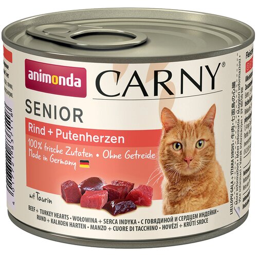 animonda Carny Senior 12 x 200 g - Varčno pakiranje: 12 x 200g Govedina & puranja srca Cijene