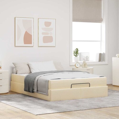 VidaXL Krevetna konstrukcija s pohranom Krema 160 x 200 cm tkanina Slike