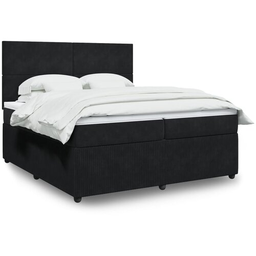 VidaXL Krevet s oprugama i madracem crni 200x200 cm bar&amp;scaron;unasti Slike