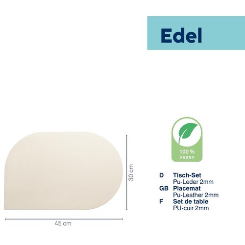 Kela PODMETAČ ZA STOL EDEL, 45x30x0,17cm PU-KOŽA BIJELA Slike
