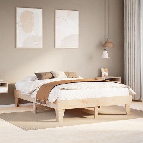 vidaXL Posteljni okvir brez vzmetnice 140x190 cm trdna borovina Cene