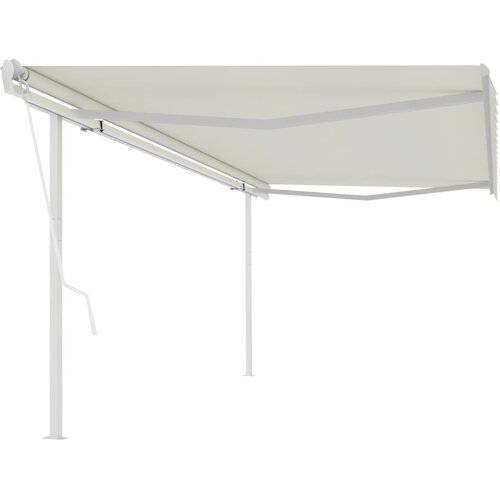 vidaXL avtomatsko zložljiva tenda s stebrički 5x3 m krem Cene