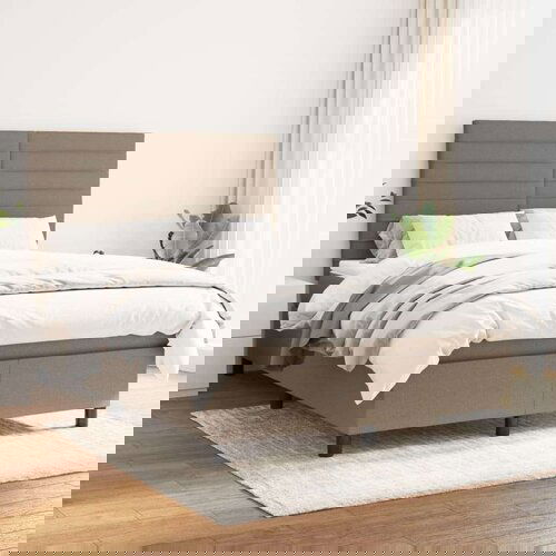  Box spring postelja z vzmetnico taupe 140x200 cm blago, (20896164) Slike
